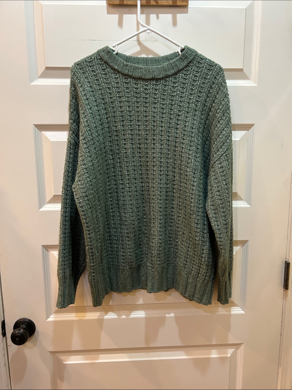 American Eagle Outfitters sage green waffle knit crewneck sweater